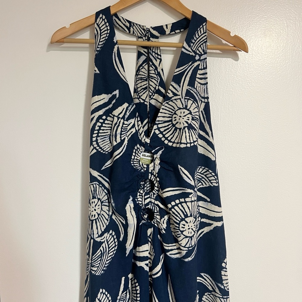Anthropologie Celandine Plunge Linen Maxi Dress Coverup NWOT - Picture 8 of 15